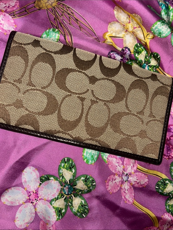 Coach Accessories - Coach Brown Signature Canvas Continental Wallet